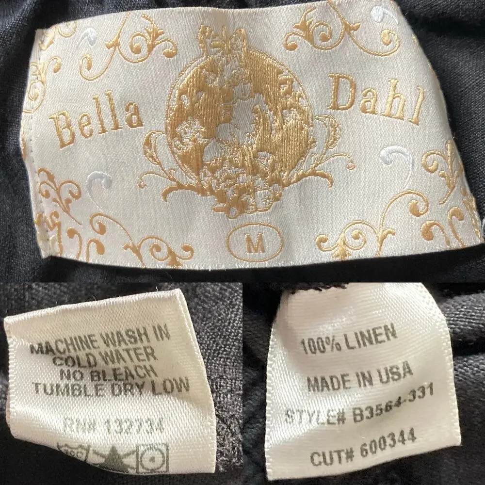 Bella Dahl Summer 100% Linen Roll Over Pants Palazzo Wide Leg Black Womens Sz M - Picture 6 of 16
